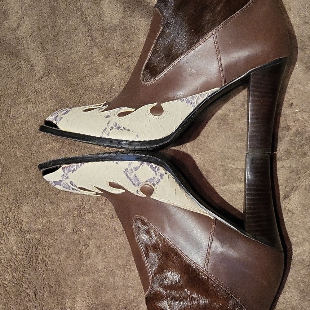 Donald J Pliner 'Angela' Cowboy Western Cowhide Leather Boots / Sz 10 / Expresso - Picture 13 of 17